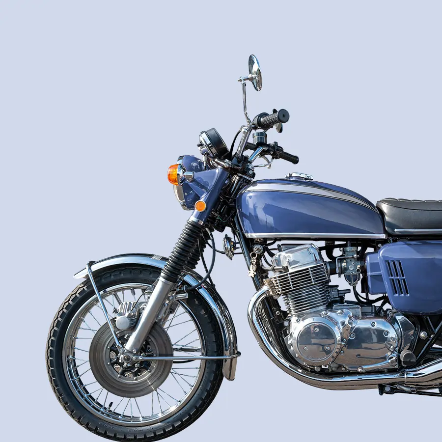 classic-motorcycle-side Side view of a classic motorcycle.