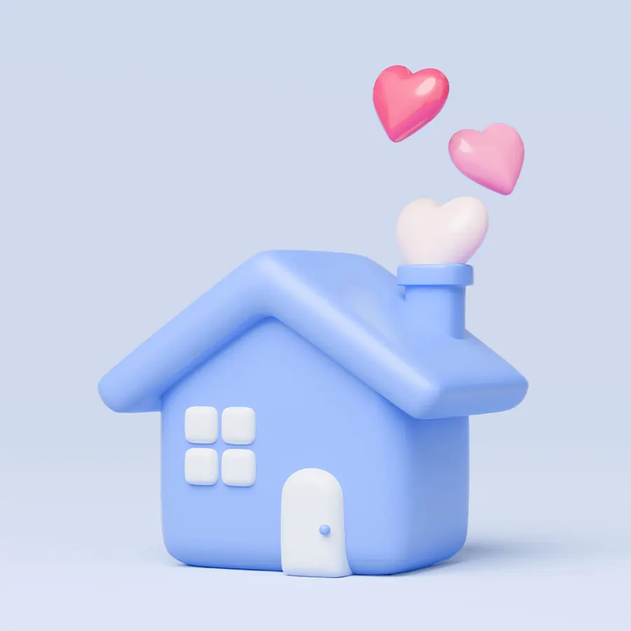 house-heart House with hearts coming out the chimney.